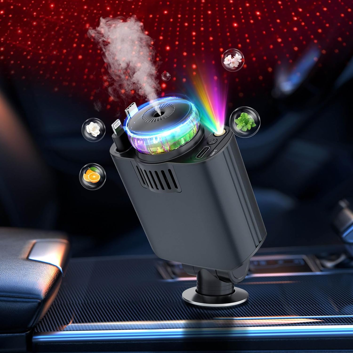 “3-in-1 Car Upgrade: Aromatherapy + LED + Fast USB Charging”